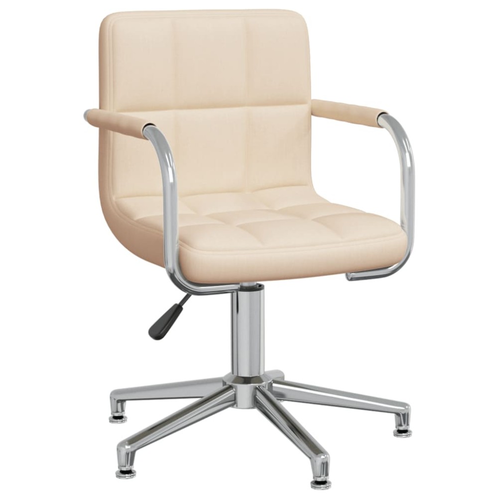 vidaXL Scaun de birou pivotant, crem, material textil