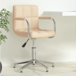 vidaXL Scaun de birou pivotant, crem, material textil vidaXL Scaun de birou pivotant, crem, material textil