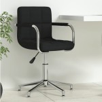 vidaXL Scaun de birou pivotant, negru, material textil vidaXL Scaun de birou pivotant, negru, material textil