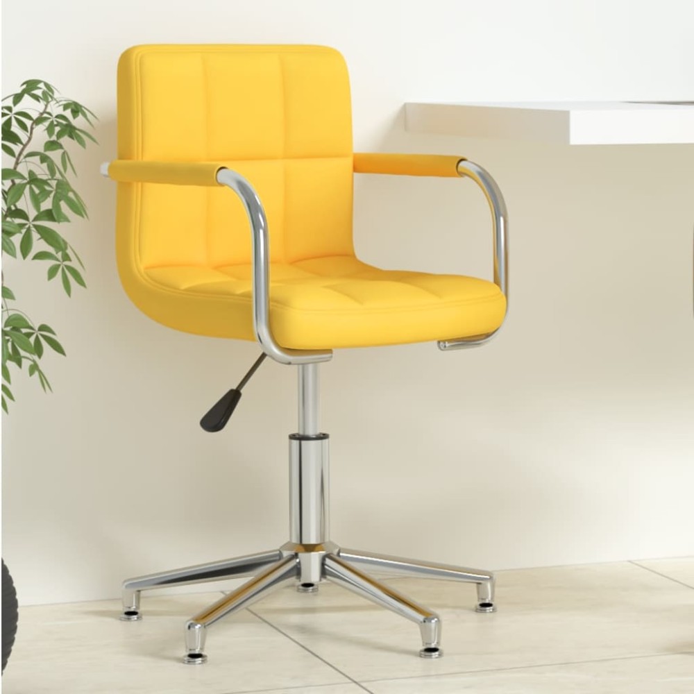 vidaXL Scaun de birou pivotant, galben muștar, material textil