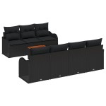 Set 8 Piese Canapea Grădină cu Perne Negru Poliratan Acacia Set 8 Piese Canapea Grădină cu Perne Negru Poliratan Acacia