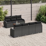 Set 8 Piese Canapea Grădină cu Perne Negru Poliratan Acacia Set 8 Piese Canapea Grădină cu Perne Negru Poliratan Acacia