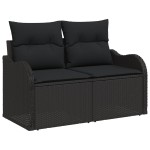 Set 8 Piese Canapea Grădină cu Perne Negru Poliratan Acacia Set 8 Piese Canapea Grădină cu Perne Negru Poliratan Acacia