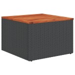 Set canapea de grădină vidaXL cu 5 piese și perne Ratan poli negru Acacia