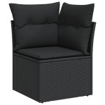 Set Canapea de Grădină de 6 Piese cu Perne Negru Ratan Polimeric Acacia Set Canapea de Grădină de 6 Piese cu Perne Negru Ratan Polimeric Acacia