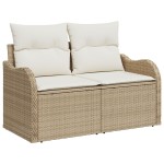 Set canapea de grădină vidaXL cu perne 11 piese Bej ratan poli acacia Set canapea de grădină vidaXL cu perne 11 piese Bej ratan poli acacia
