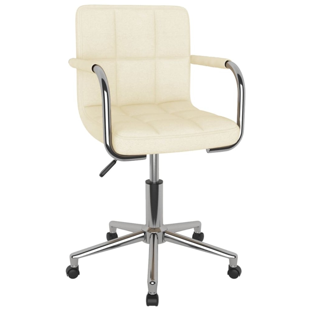 vidaXL Scaun de birou pivotant, crem, material textil