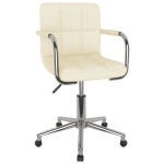 vidaXL Scaun de birou pivotant, crem, material textil vidaXL Scaun de birou pivotant, crem, material textil