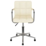 vidaXL Scaun de birou pivotant, crem, material textil vidaXL Scaun de birou pivotant, crem, material textil