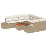 vidaXL Set de canapele pentru grădină cu pernă 9 pcs Bej Rattan poli