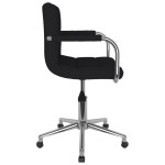 vidaXL Scaun de birou pivotant, negru, material textil vidaXL Scaun de birou pivotant, negru, material textil