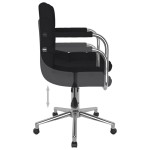 vidaXL Scaun de birou pivotant, negru, material textil vidaXL Scaun de birou pivotant, negru, material textil