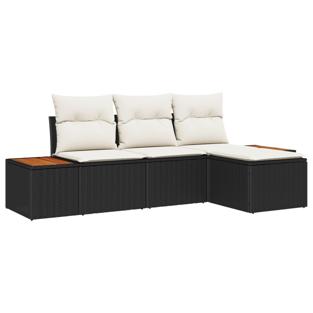 vidaXL cu pernă Ajustabil 4 pcs Negru 239 x 117 x 37 cm
