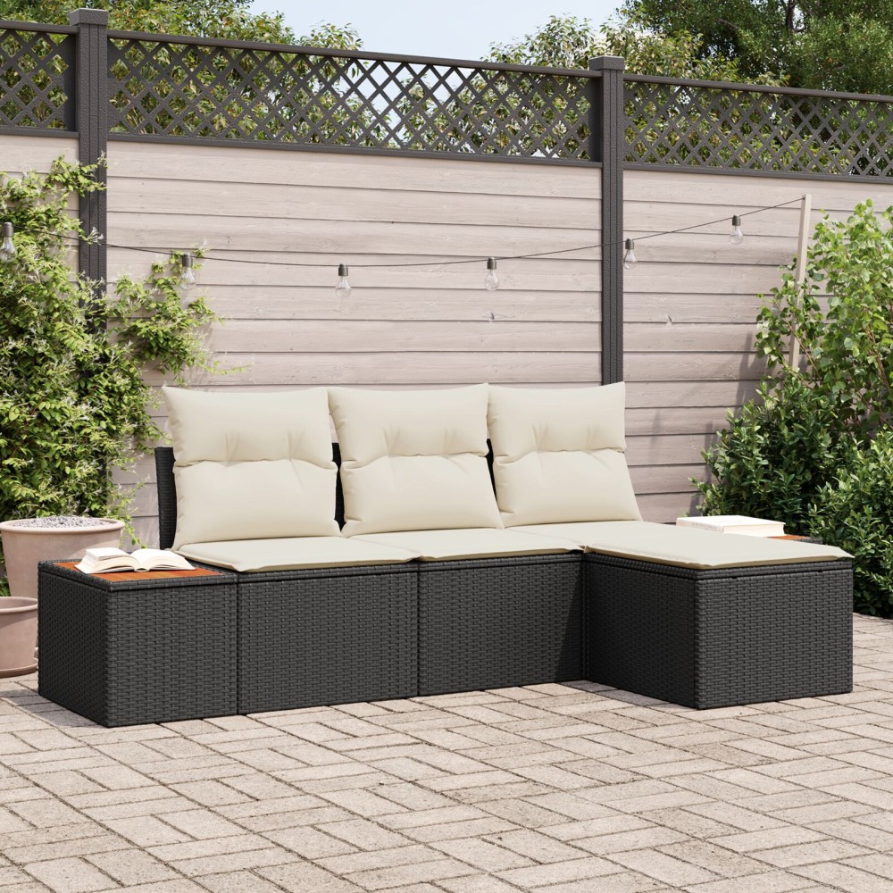 vidaXL cu pernă Ajustabil 4 pcs Negru 239 x 117 x 37 cm