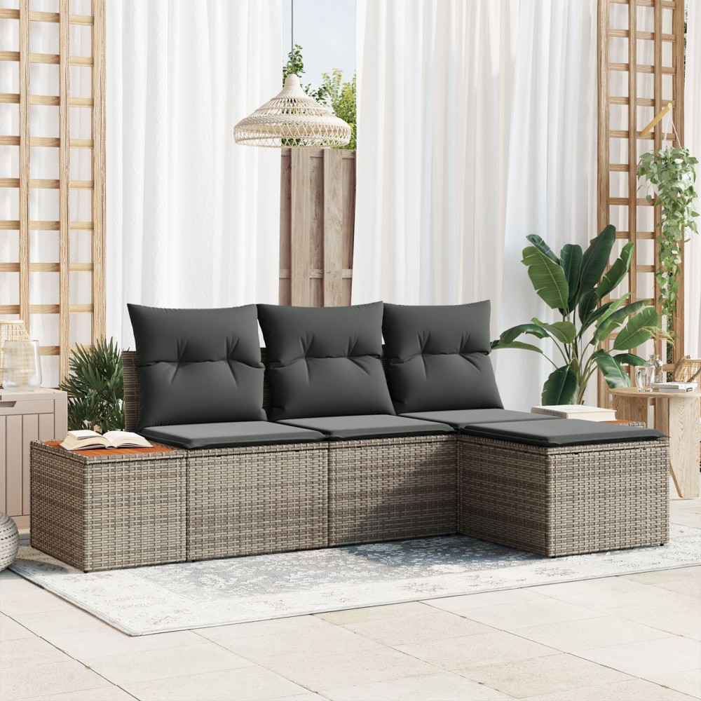 vidaXL cu pernă Ajustabil 4 pcs Gri 239 x 117 x 37 cm