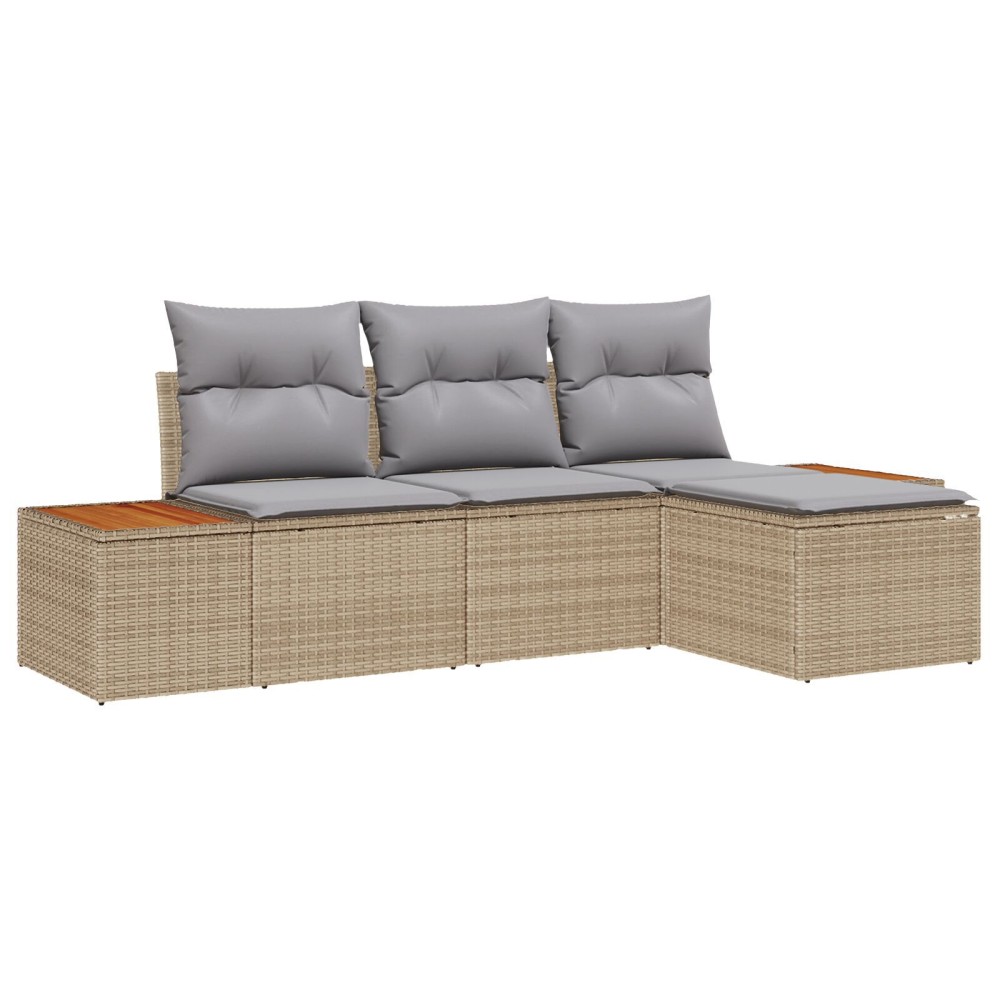 vidaXL cu pernă Ajustabil 4 pcs Bej 239 x 117 x 37 cm