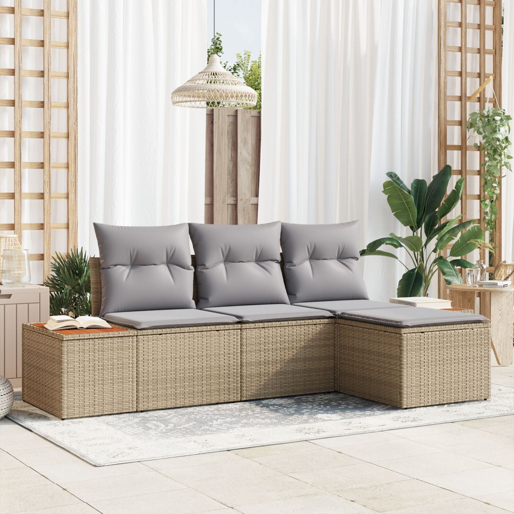 vidaXL cu pernă Ajustabil 4 pcs Bej 239 x 117 x 37 cm