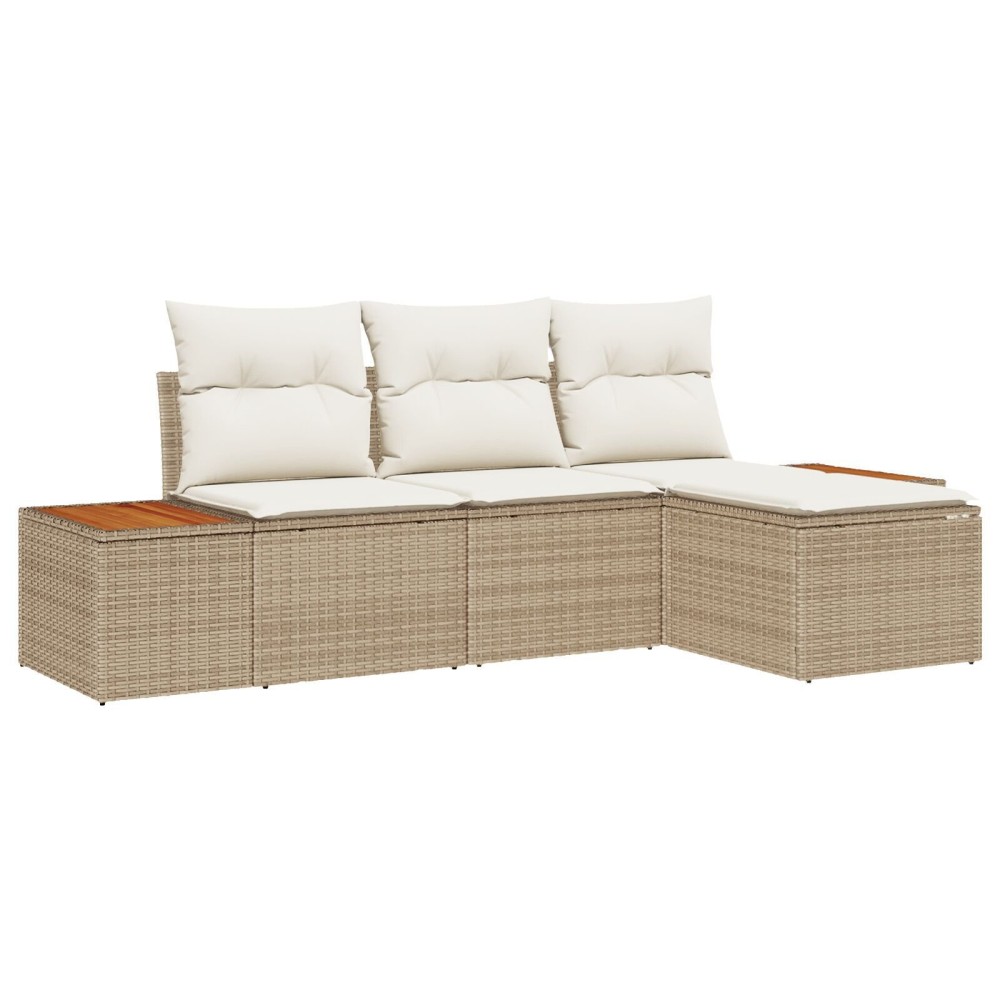 vidaXL cu pernă Ajustabil 4 pcs Bej 239 x 117 x 37 cm