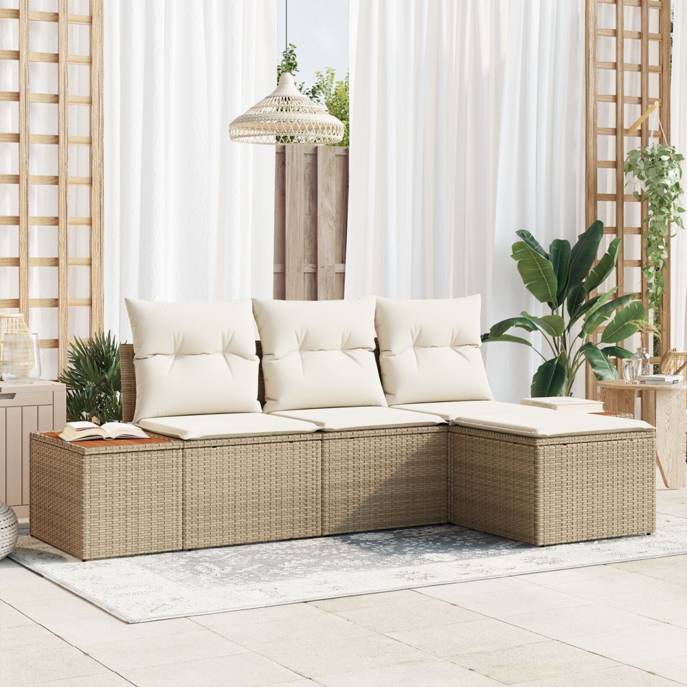 vidaXL cu pernă Ajustabil 4 pcs Bej 239 x 117 x 37 cm