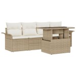 vidaXL Set de canapele pentru grădină cu pernă 5 pcs Bej Rattan poli