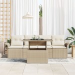 vidaXL Set de canapele pentru grădină cu pernă 5 pcs Bej Rattan poli