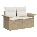 vidaXL Set de canapele pentru grădină cu pernă 5 pcs Bej Rattan poli