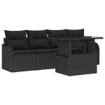 Set Canapea de Grădină vidaXL 5 Piese cu Perne Negru Poliratan
