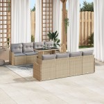 vidaXL Set de canapele pentru grădină cu pernă 7 pcs Bej Rattan poli vidaXL Set de canapele pentru grădină cu pernă 7 pcs Bej Rattan poli