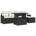 Set Canapea Grădină vidaXL 6 Piese cu Perne Negru Ratan Poly Set Canapea Grădină vidaXL 6 Piese cu Perne Negru Ratan Poly