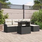 Set Canapea Grădină vidaXL 6 Piese cu Perne Negru Ratan Poly Set Canapea Grădină vidaXL 6 Piese cu Perne Negru Ratan Poly