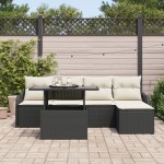 Set Canapea Grădină vidaXL 6 Piese cu Perne Negru Ratan Poly Set Canapea Grădină vidaXL 6 Piese cu Perne Negru Ratan Poly