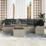 Set 7 piese canapele grădină cu perne gri deschis din ratan poli Set 7 piese canapele grădină cu perne gri deschis din ratan poli