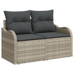Set 7 piese canapele grădină cu perne gri deschis din ratan poli Set 7 piese canapele grădină cu perne gri deschis din ratan poli
