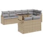 vidaXL Set de canapele pentru grădină cu pernă 9 pcs Bej Rattan poli