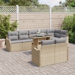 vidaXL Set de canapele pentru grădină cu pernă 9 pcs Bej Rattan poli