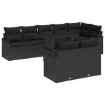 vidaXL Set de canapele pentru grădină cu pernă 9 pcs Negru Rattan poli
