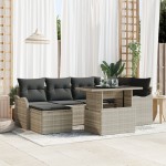 vidaXL Set de canapele pentru grădină 7 pcs Gri deschis Rattan poli vidaXL Set de canapele pentru grădină 7 pcs Gri deschis Rattan poli