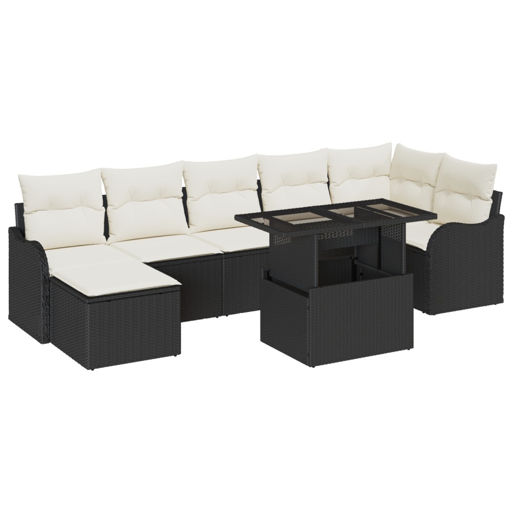 Set canapea grădină 8 piese cu perne Negru Ratan Polimer