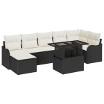Set canapea grădină 8 piese cu perne Negru Ratan Polimer