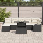 Set canapea grădină 8 piese cu perne Negru Ratan Polimer