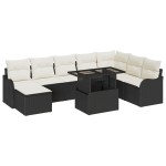 vidaXL Set de canapele pentru grădină cu pernă 9 pcs Negru Rattan poli vidaXL Set de canapele pentru grădină cu pernă 9 pcs Negru Rattan poli