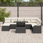 vidaXL Set de canapele pentru grădină cu pernă 9 pcs Negru Rattan poli vidaXL Set de canapele pentru grădină cu pernă 9 pcs Negru Rattan poli