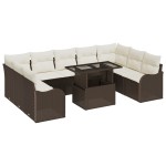 vidaXL Set de canapele pentru grădină cu pernă 10 pcs Maro Rattan poli vidaXL Set de canapele pentru grădină cu pernă 10 pcs Maro Rattan poli