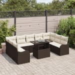 vidaXL Set de canapele pentru grădină cu pernă 10 pcs Maro Rattan poli vidaXL Set de canapele pentru grădină cu pernă 10 pcs Maro Rattan poli