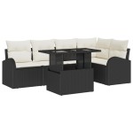 vidaXL Set de canapele pentru grădină cu pernă 6 pcs negru și crem vidaXL Set de canapele pentru grădină cu pernă 6 pcs negru și crem