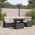 vidaXL Set de canapele pentru grădină cu pernă 6 pcs negru și crem vidaXL Set de canapele pentru grădină cu pernă 6 pcs negru și crem