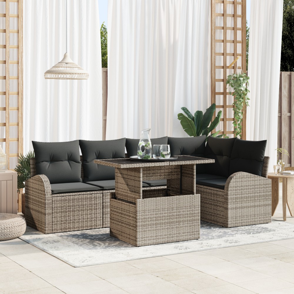 vidaXL Set de canapele pentru grădină 6 pcs Gri 100 x 55 x 73 cm