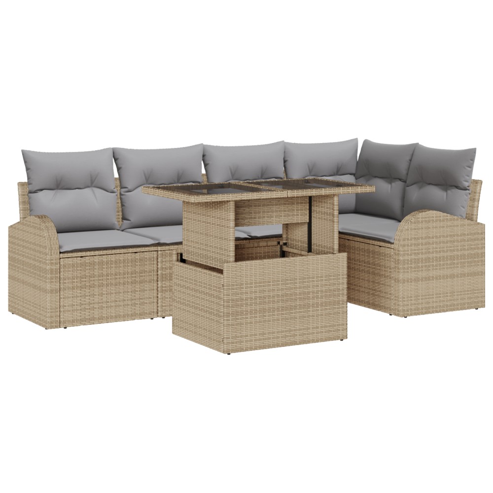 vidaXL Set de canapele pentru grădină 6 pcs bej și gri deschis