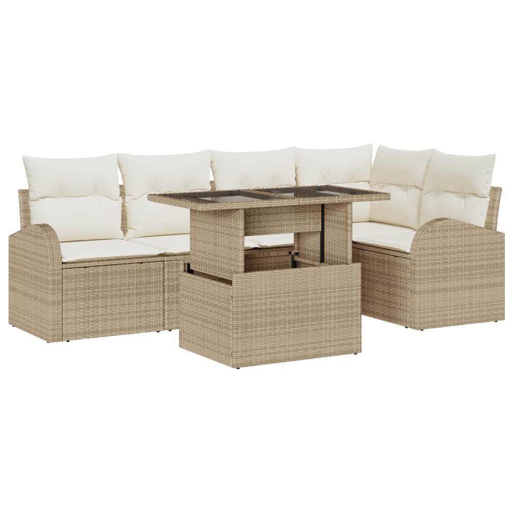 vidaXL Set de canapele pentru grădină cu pernă 6 pcs bej și crem