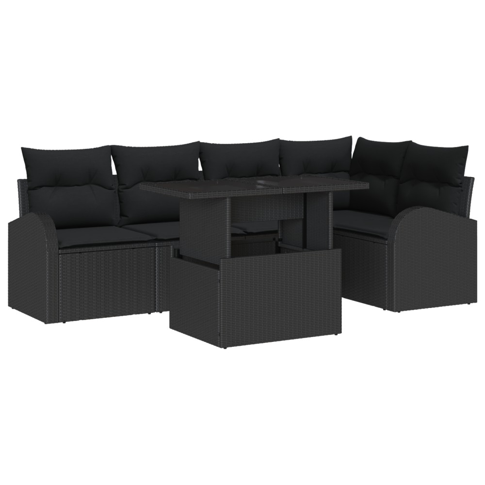 vidaXL Set de canapele pentru grădină 6 pcs Negru 100 x 55 x 73 cm